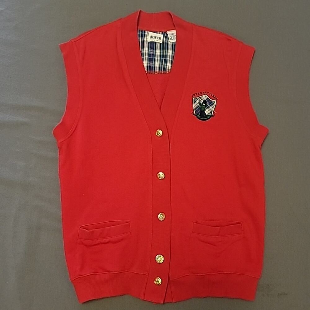 Vintage Line-Up Golf Sweater Vest Embroidered Women's Red Gold Size S Patch